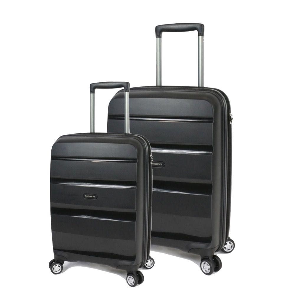 Conjunto de malas de viagem expansível em polipropileno samsonite spin air 2pcs p/m tsa preta