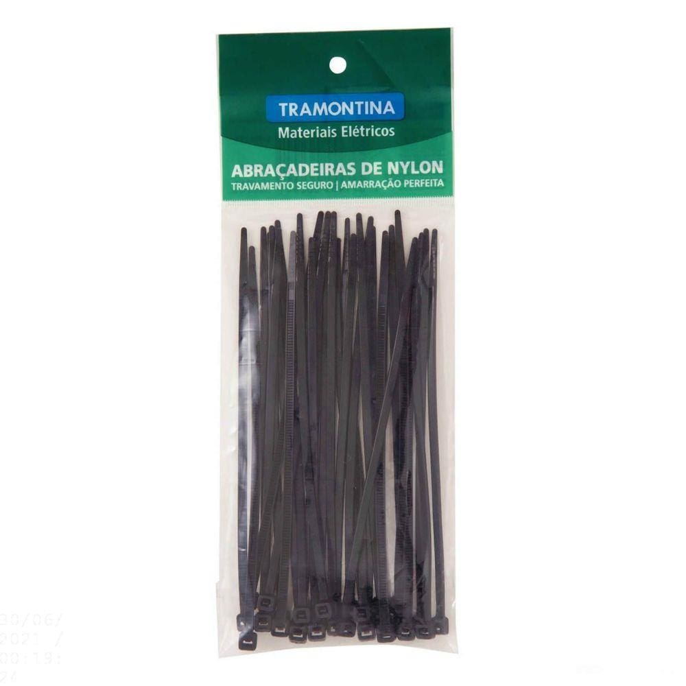 Abraçadeira de Nylon 400x4,8x1,5 mm Tramontina Preta Tramontina