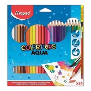 Lápis de Cor Color`Peps 24 Cores Aquarelável + Pincel -Maped