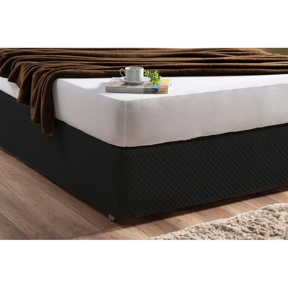 Capa Protetora Para Cama Box Casal Padrão Saia Box Preta