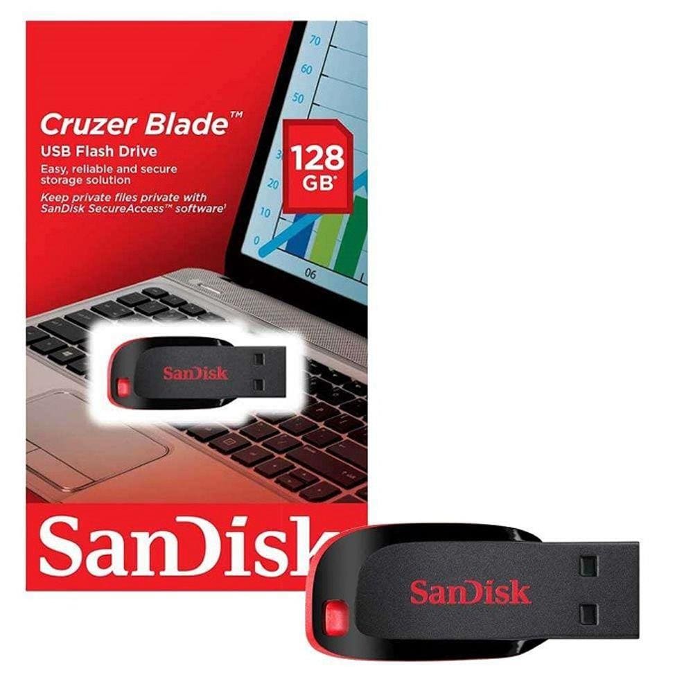 * Pen Drive 128 Gb Cruzer Blade Sdcz50-128G-B35 Usb 2.0 Sandisk Box