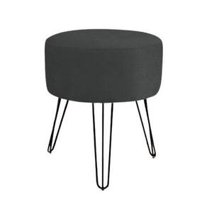 Puff Puf Banqueta Redondo Decorativo Preto Pés Ferro