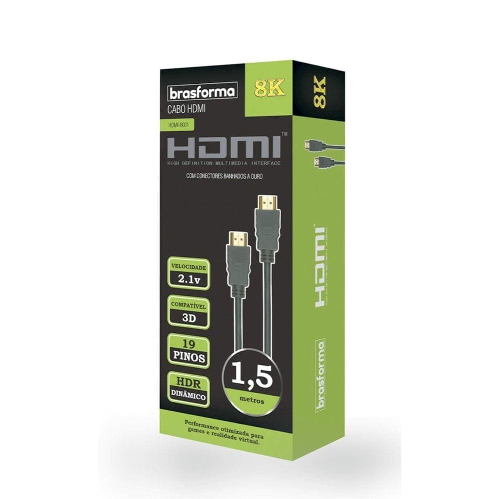 Cabo Hdmi 8K 2.1 Ultra Hd Gold 1,5M Hdr Dinâmico 1,5 Metros