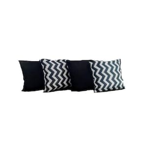Kit Capa Para Almofada Listras Chevron Preto 4 Peças