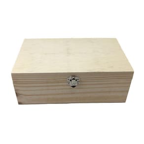 Caixa Retangular Lisa Com Fecho 12X20X7 Pinus Decoração
