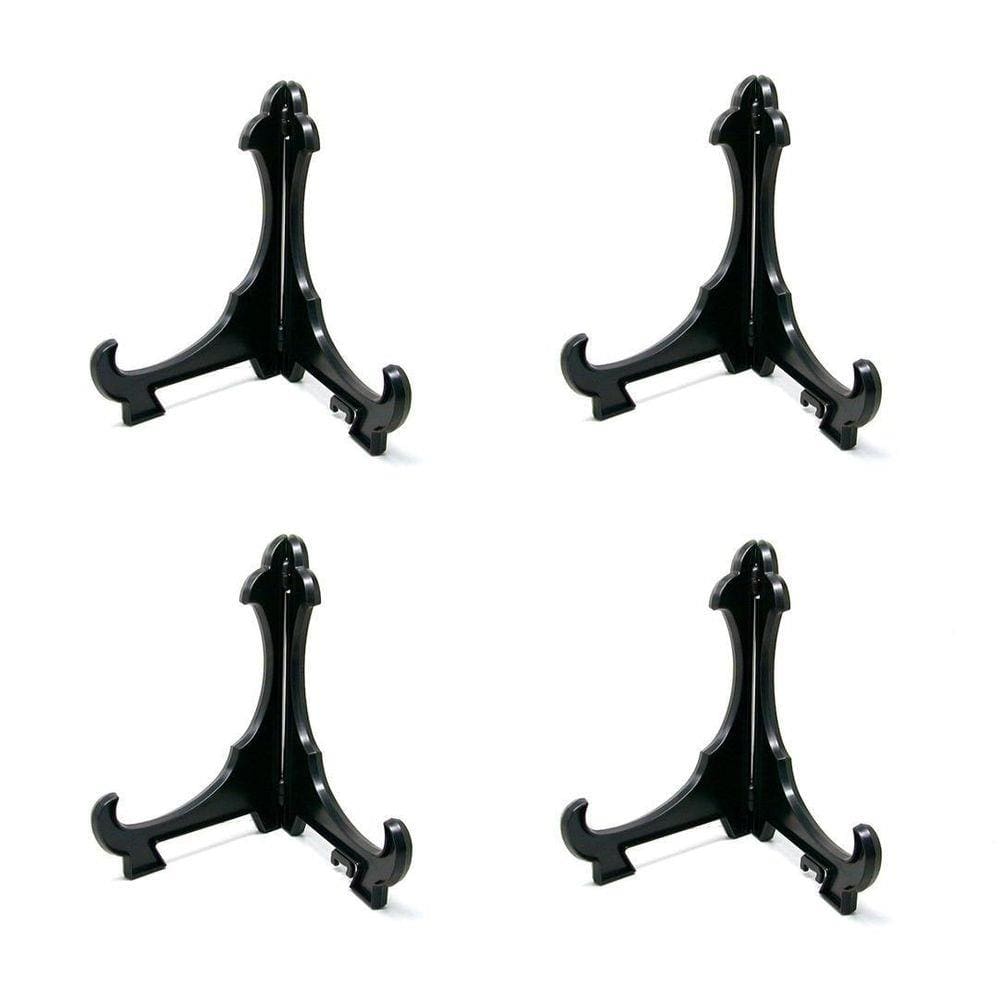 Kit 4 Peças Suporte Para Pratos E Azulejos Preto 20Cm Grande