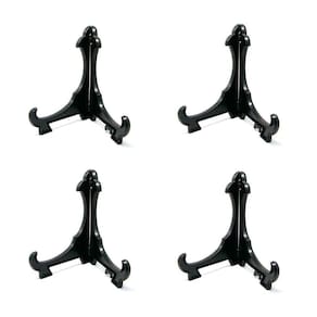 Kit 4 Peças Suporte Para Pratos E Azulejos Preto 20Cm Grande