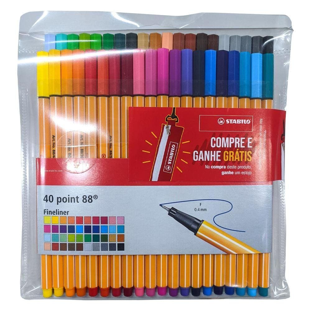 Conjunto de Canetas com 40 cores + Estojo - Stabilo