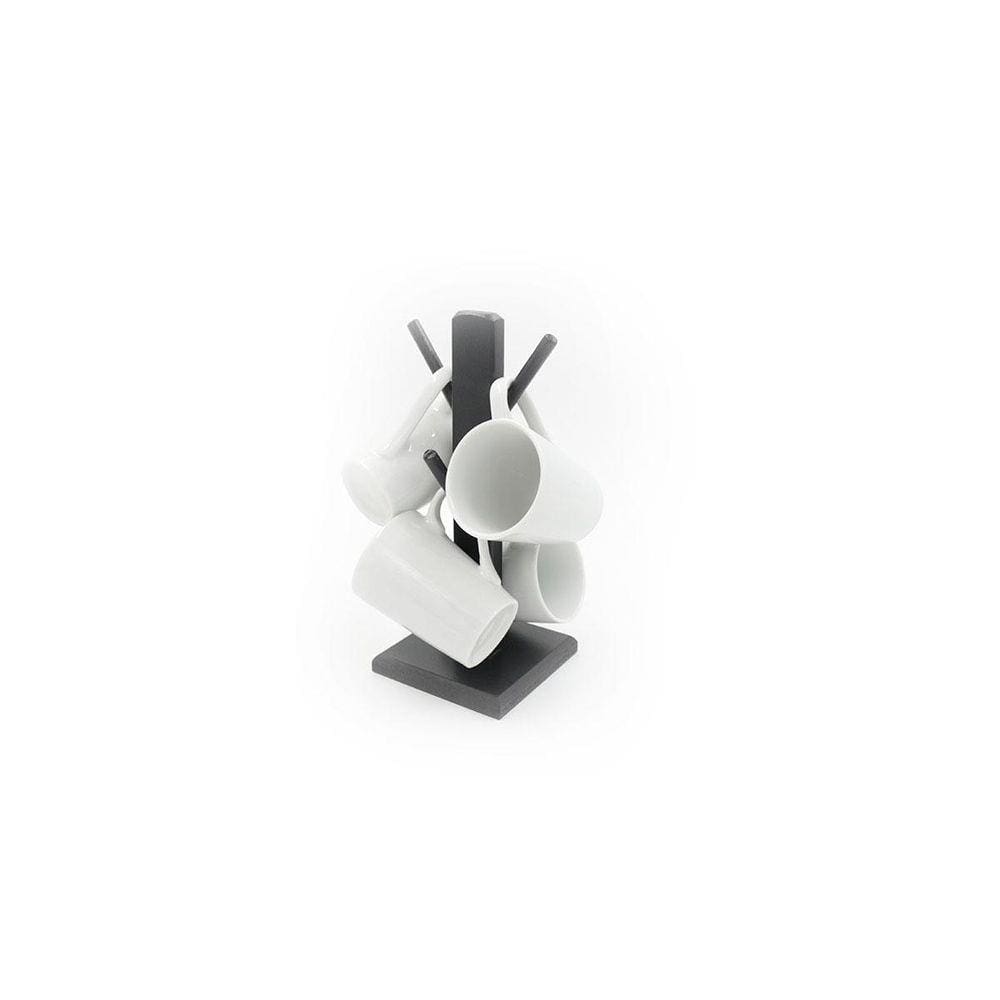 Jogo Xícara Café Suporte Madeira Cozinha Decoração Kit 4