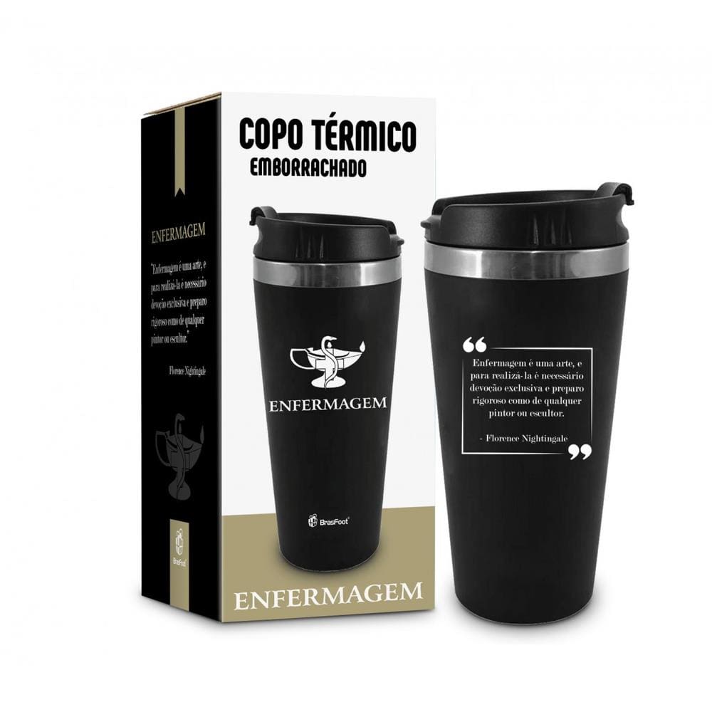Copo Térmico Fosco 450ML Emborrachado Profissão Enfermagem