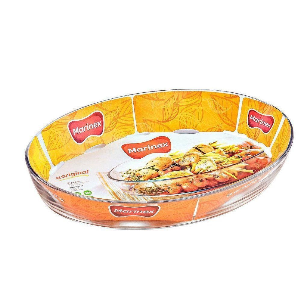 Assadeira De Vidro 4L Grande Oval Sobremesas Marinex