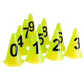 10 Cones Numerados 24Cm P/ Treinamento Ax Esportes Amarelo