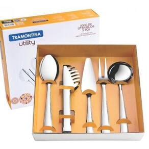 Jogo Utensílios Aço Inox 5pçs Utility Tramontina