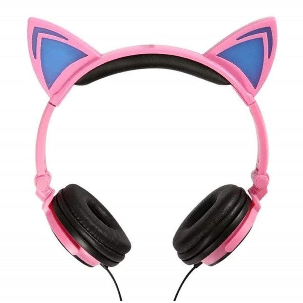 Headphone Fone Orelha Gato Com Led   Exbom