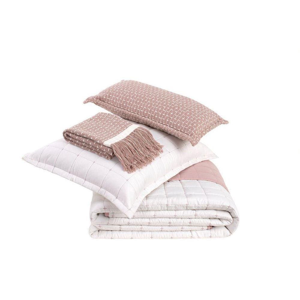 Kit Cobre Leito Diana Lavive Solteiro Rosê/Palha Dupla Face