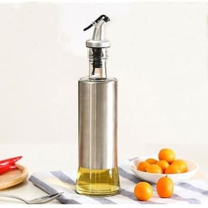 Kit 2 P. Azeite / Galheteiro 300 Ml Vidro Aço Inox Dosador
