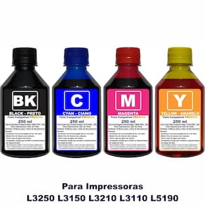 Kit Tinta 4x 250ml Compatível Epson L3250 L3150 L3210 L3110 L5190 Refil 544