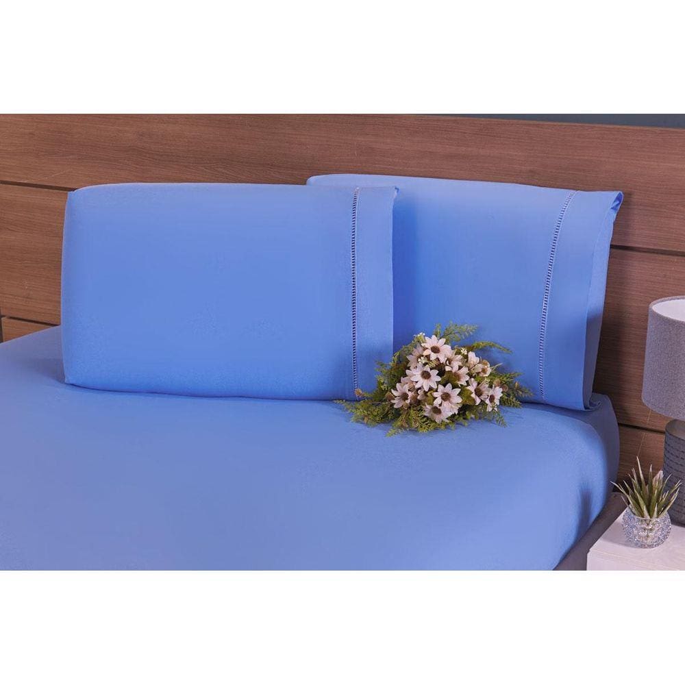 Conjunto De Fronhas 100% Algodão 200 Fios 10 Peças Azul