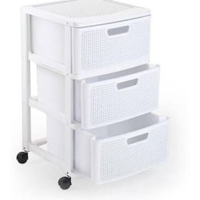 Gaveteiro Plástico 03 Gavetas Rattan Branco Monte Líbano
