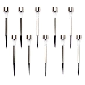 Kit 10 Luminárias Luz Solar Inox Led Poste Iluminação Jardim