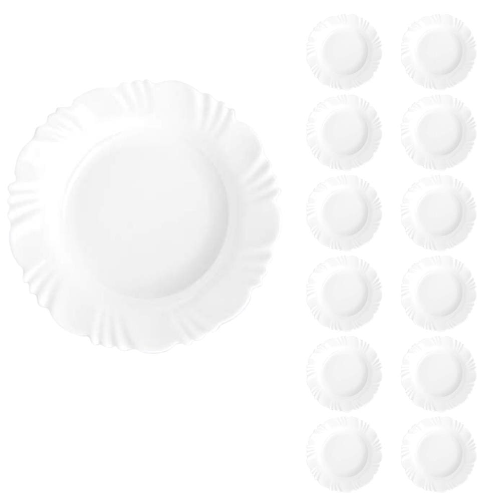Prato Vidro Branco Pétala Refeição 23,5Cm Nadir C/12 Un