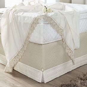 Saia De Cama Box Queen Paris Detalhe Em Lese Cinza