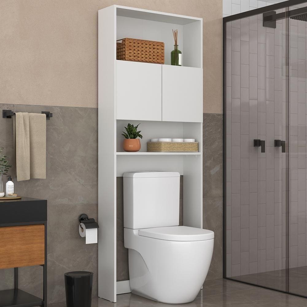 Armário Banheiro p/ Vaso Sanitário 2 Portas Nina Multimóveis Branco