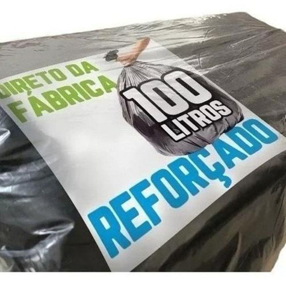 Saco De Lixo 100 Litros Preto Reforçado - 100 Unidades