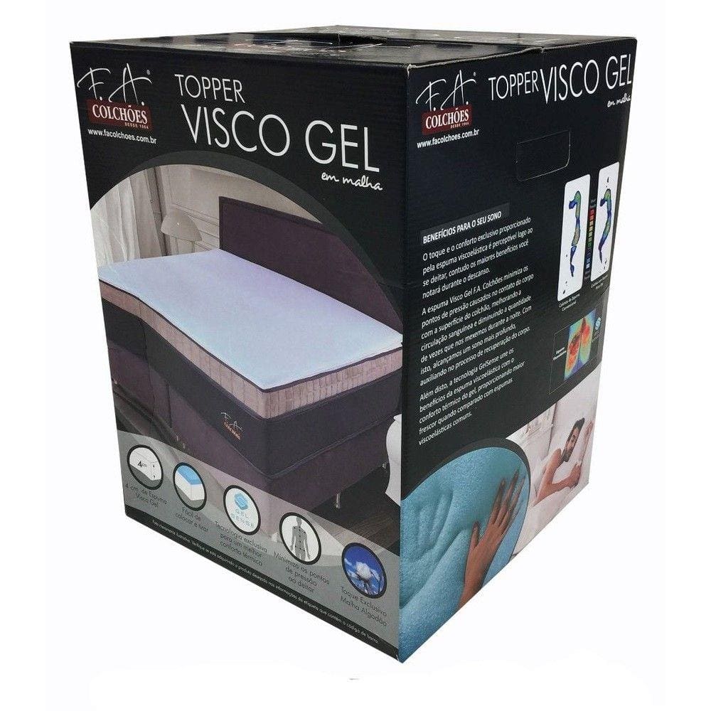 Pillow Top Visco Queen  Elástico C/ Visco Gel 1,58x1,98x4 Cm