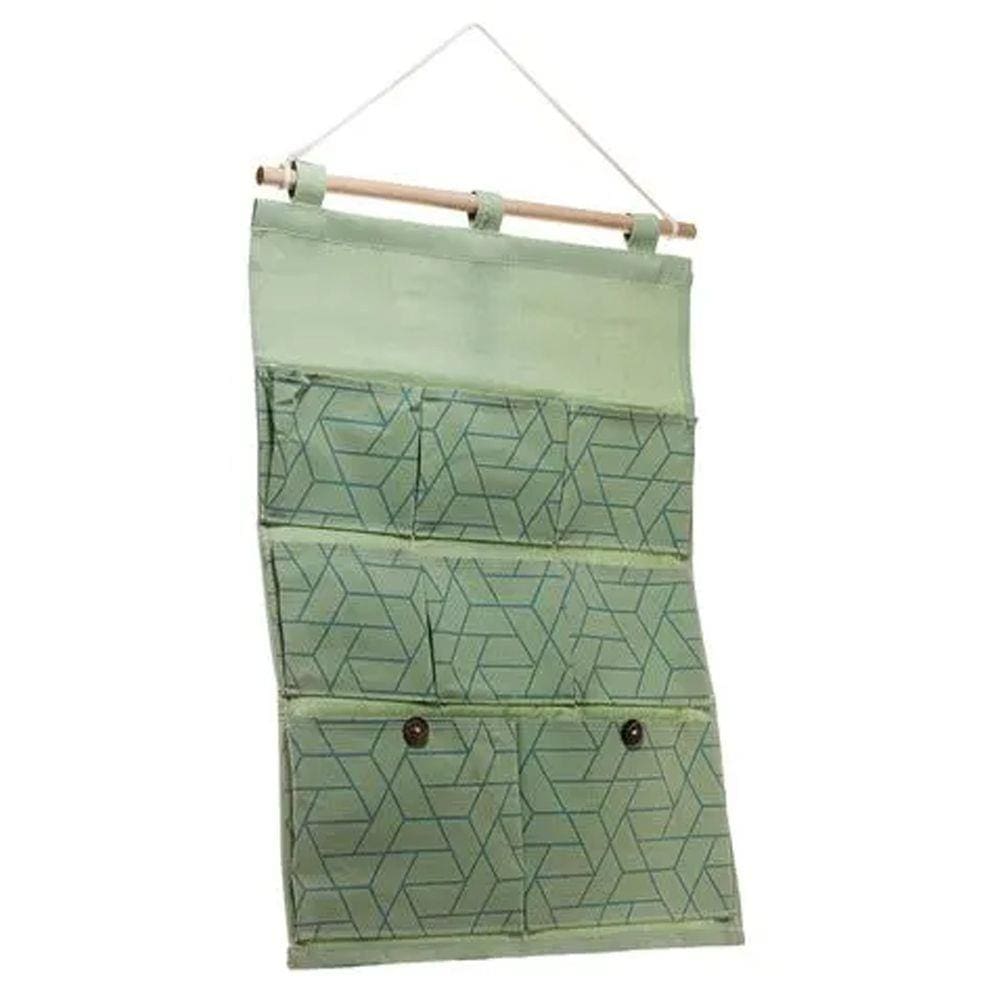 Organizador de Parede Poliester Chevron Verde C/8 Bolsos 35x48cm Casa Limpa
