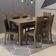 Mesa Tampo de Madeira com 6 Cadeiras Rustic Preto