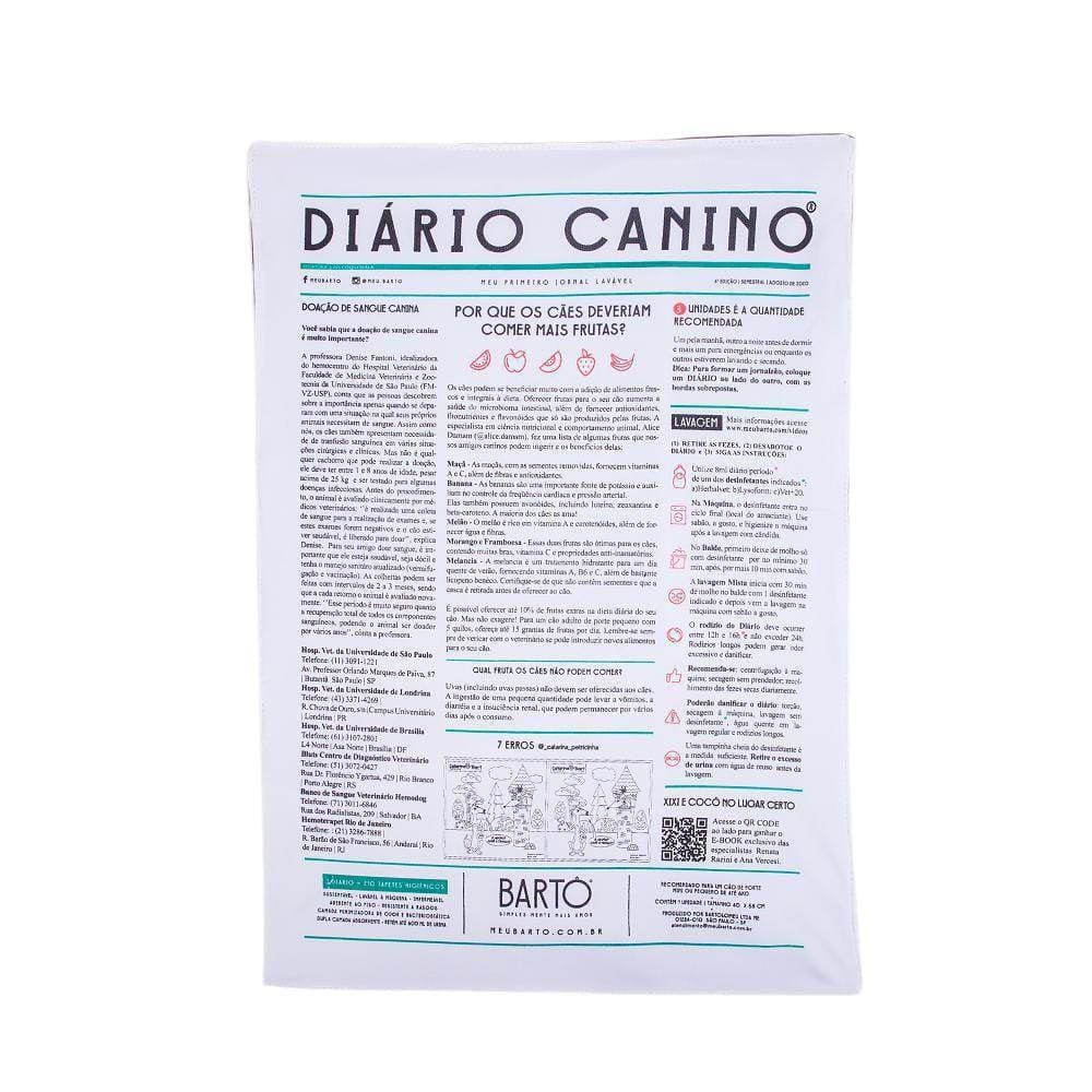 Tapete Higiênico Lavável - Diário Canino Rende 210 Lavagens