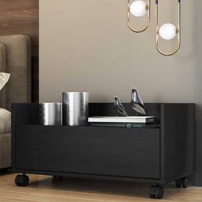Mesa de Cabeceira 80 cm c/ Rodízios Multimóveis Preta