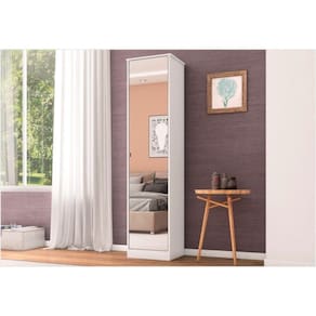 Armário Multiuso 1 Porta Espelho Reflex Branco