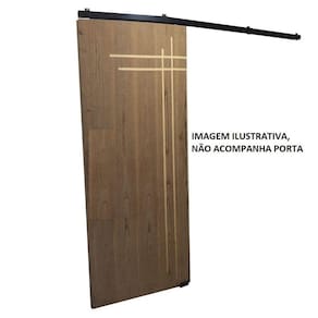 Kit p/ Porta de Correr 4 Roldanas - Trilho 1,20 M - Porta até 62cm - Preto