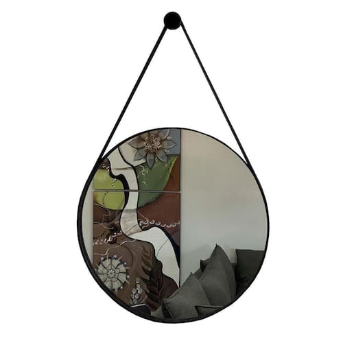 imagem-Espelho Redondo Adnet Decorativo Com Alça 40Cm Completo