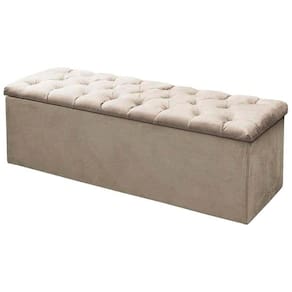 Recamier Baú Sofia 140 cm Cama Box Casal Quarto Decoração Montanaris Decor Bege