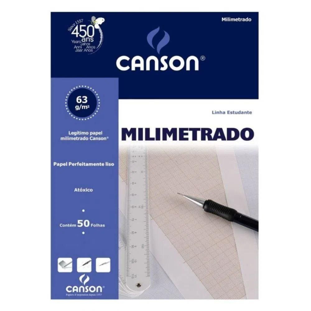 Papel Milimetrado A4 63/m2 50 Folhas-Canson