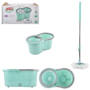 Mop Esfregão Giratório 360° Balde 13L Cabo Extensível Verde