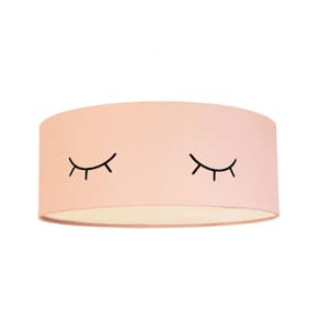 Luminária Plafon Infantil Olhinho Cúpula Rosa 50X15 2E27