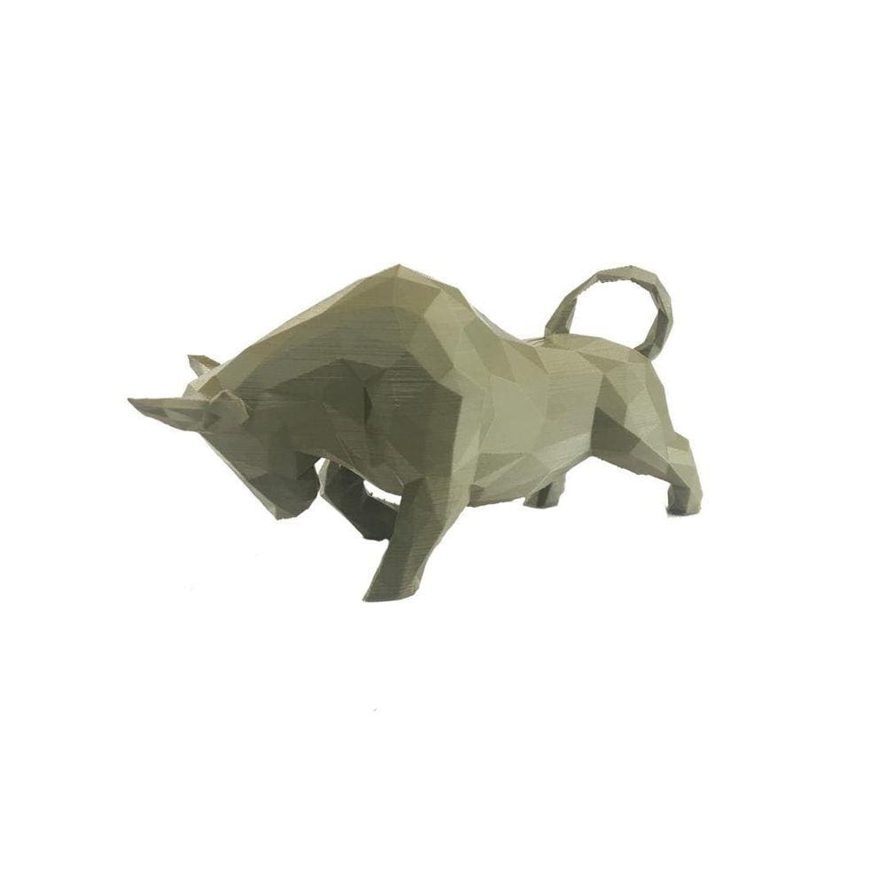 Touro Bull Wall Street Geométrico 3D Low Poly Dourado