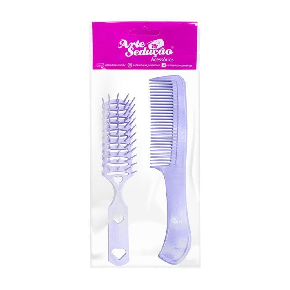 Kit 1 Escova Desembaraça Cabelos Jacaré Pente Plástico Roxo