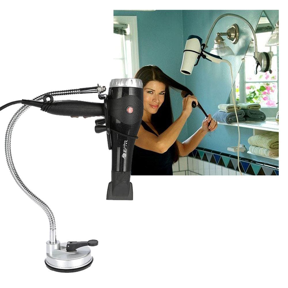 Suporte Secador Vidro Azulejo Parede Articulavel Portatil Flexivel Organizador Penteado Cabeleireiro Cabelo