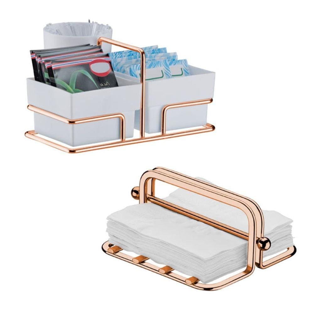 Kit Porta Guardanapos Com Peso + Porta Sachês - 1611RG Rose Gold Future