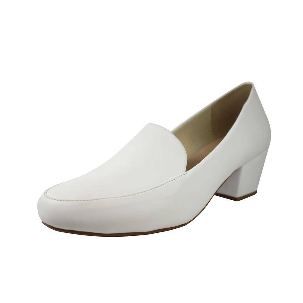 Scarpin Boneca Salto Baixo Grosso Luiza Sobreira Branco Mod. 2082