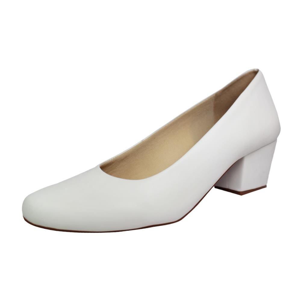 Scarpin Boneca Salto Baixo Grosso Luiza Sobreira Branco Mod. 2084
