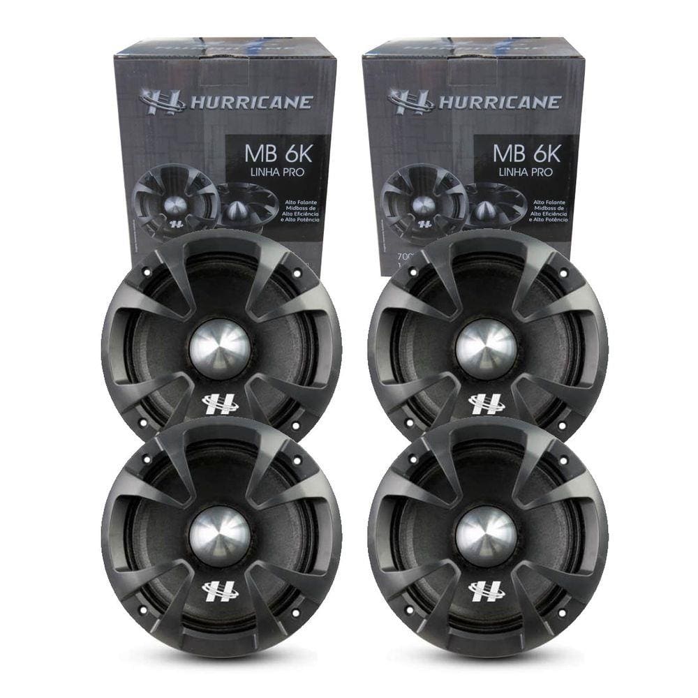 2 Pares Alto Falante MidBass Hurricane Pro MB 6K 700W 4 OHMS