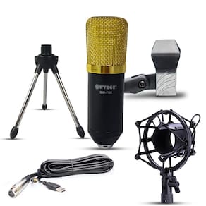 Microfone Condensador c/ Shockmount WVNGR BM-700 Dourado