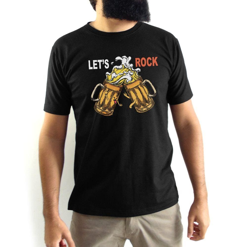 Camiseta Masculina Let`s Rock Beer Preta