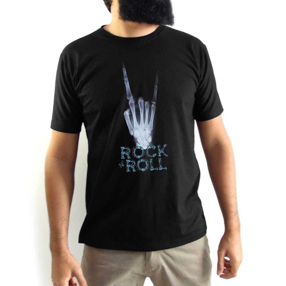 Camiseta Masculina Rock N` Roll Raio X Preta
